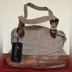 Mona B “The Greyson” Upcycled and Recycled Canvas Hand Bag